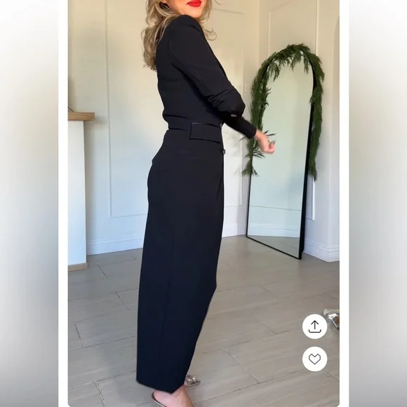 Express Double Breasted Padded Shoulder Tuxedo Maxi Blazer Dress Black Small NWT - Picture 12 of 15